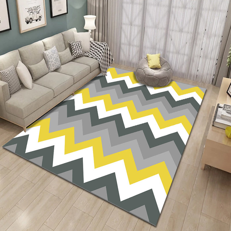 Funky Geometric Design Rectangle Rug Creative Contemporary Polyester Rug Friendly Washable Area Carpet for Living Room