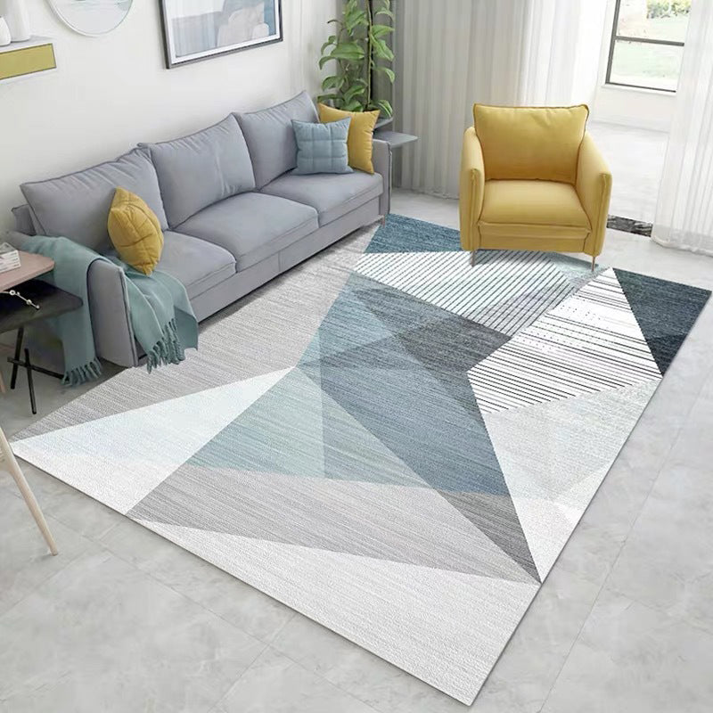 Simplicity Geometric Pattern Indoor Rug Stylish Contemporary Polyester Rug Soft Non-Slip Backing Rug for Home Decor