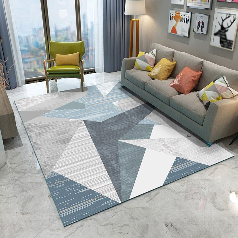 Creative Triangle Pattern Area Rug Trendy Modern Graphic Carpet Polyester Non-Slip Backing Carpet for Home Decoration