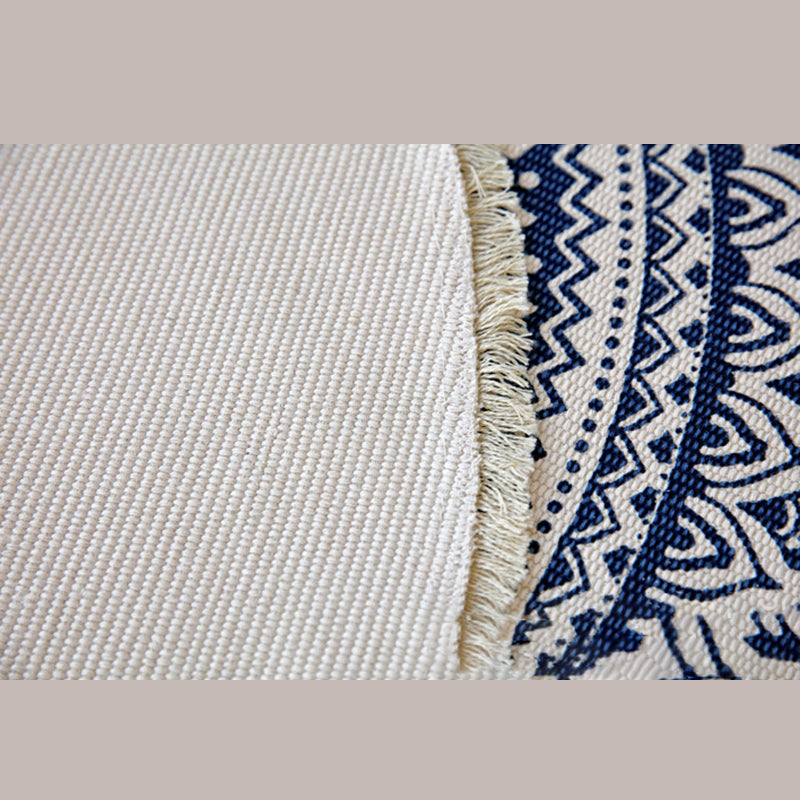 Couleur rond Décoration de maison mélangée tapis marocain de motif symétrique Tapis coton avec tapis à franges