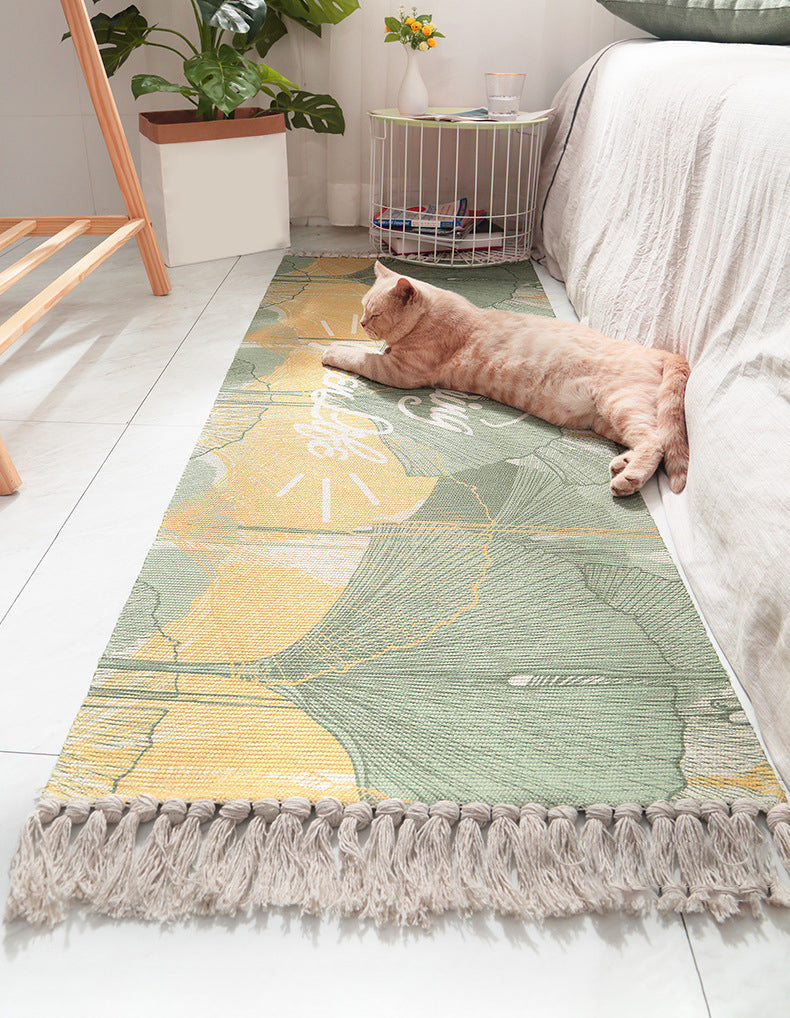Heller, moderner Innenteppich aus Baumwolle mit geometrischem Druck, pflegeleichter Teppich für die Heimdekoration