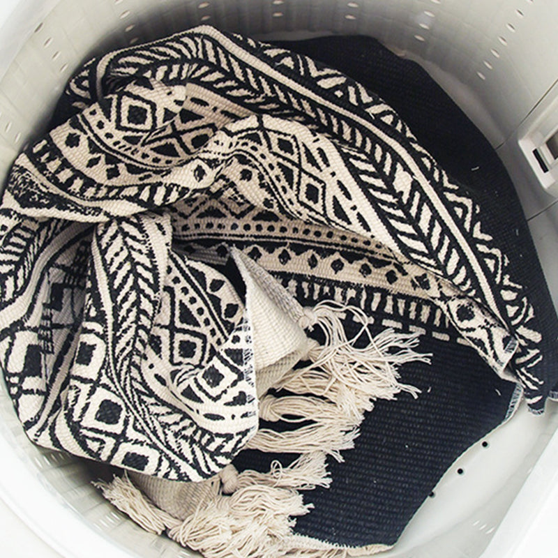Tapis à imprimé ethnique multicolore Coton Bohemian tapis lavable Rapis intérieur pour le salon