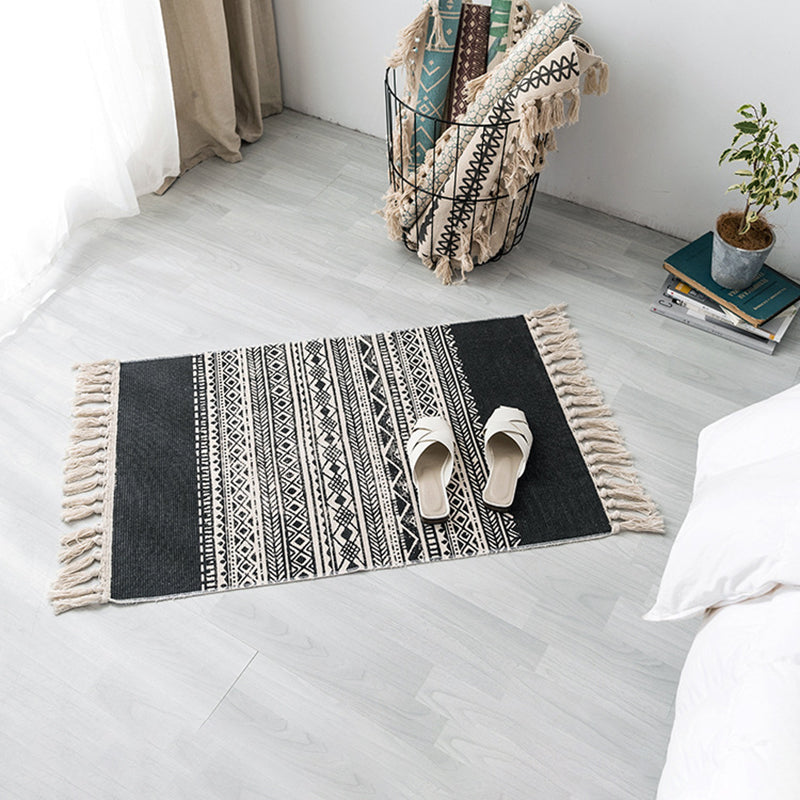 Tapis à imprimé ethnique multicolore Coton Bohemian tapis lavable Rapis intérieur pour le salon