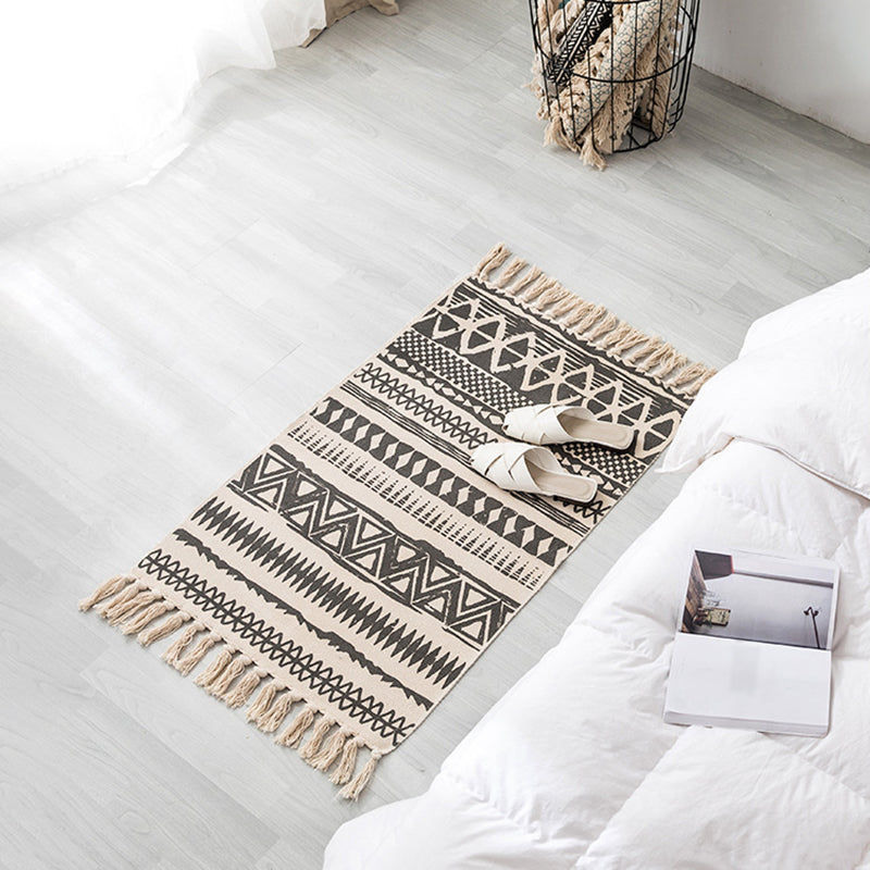 Tapis à imprimé ethnique multicolore Coton Bohemian tapis lavable Rapis intérieur pour le salon