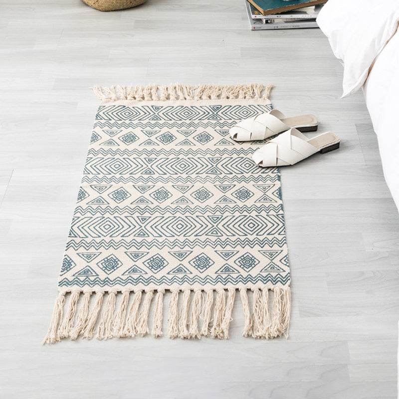 Tapis à imprimé ethnique multicolore Coton Bohemian tapis lavable Rapis intérieur pour le salon