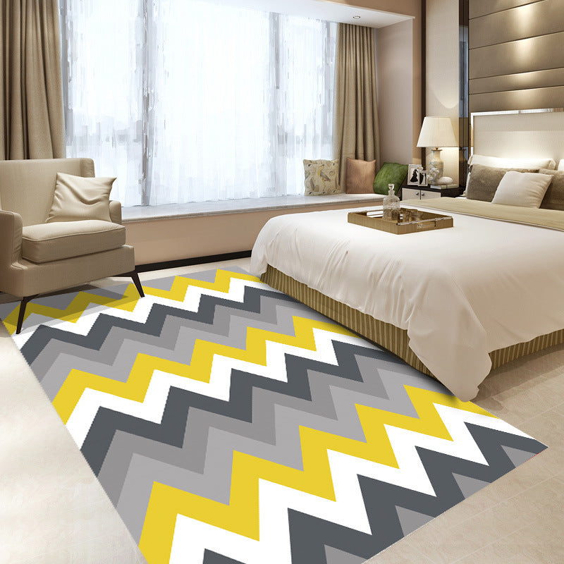 Decorative Geometry Printed Area Rug Modern Simplicity Area Carpet Polyester Non-Slip Backing Carpet for Living Room