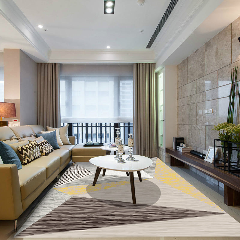Decorative Geometry Printed Area Rug Modern Simplicity Area Carpet Polyester Non-Slip Backing Carpet for Living Room