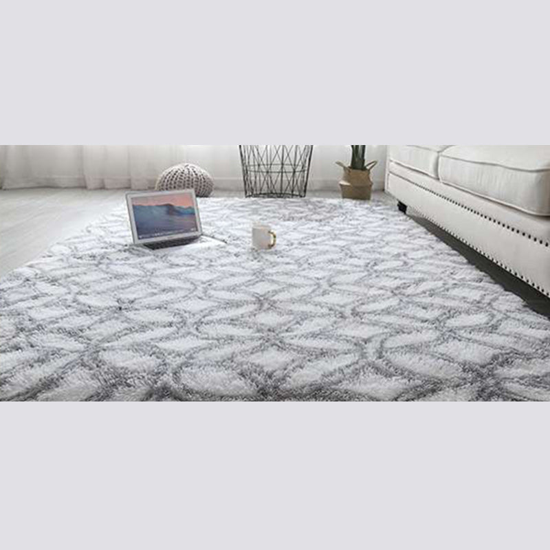White Tone Modern Indoor Rug Polyester Shape Print Carpet Easy Care Rug for Home Decoration