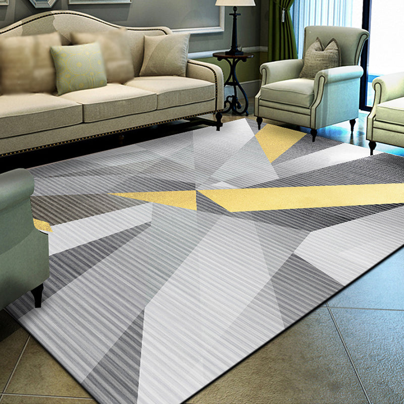 Creative Asymmetrical Triangle Pattern Rug Modern Stylish Polyester Rug Non-Slip Backing Washable Carpet for Home Decor