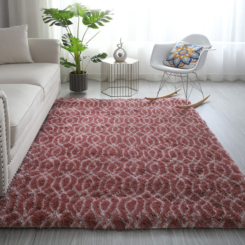 White Tone Simple Area Carpet Polyester Geometric Print Indoor Rug Anti-Slip Backing Carpet for Living Room