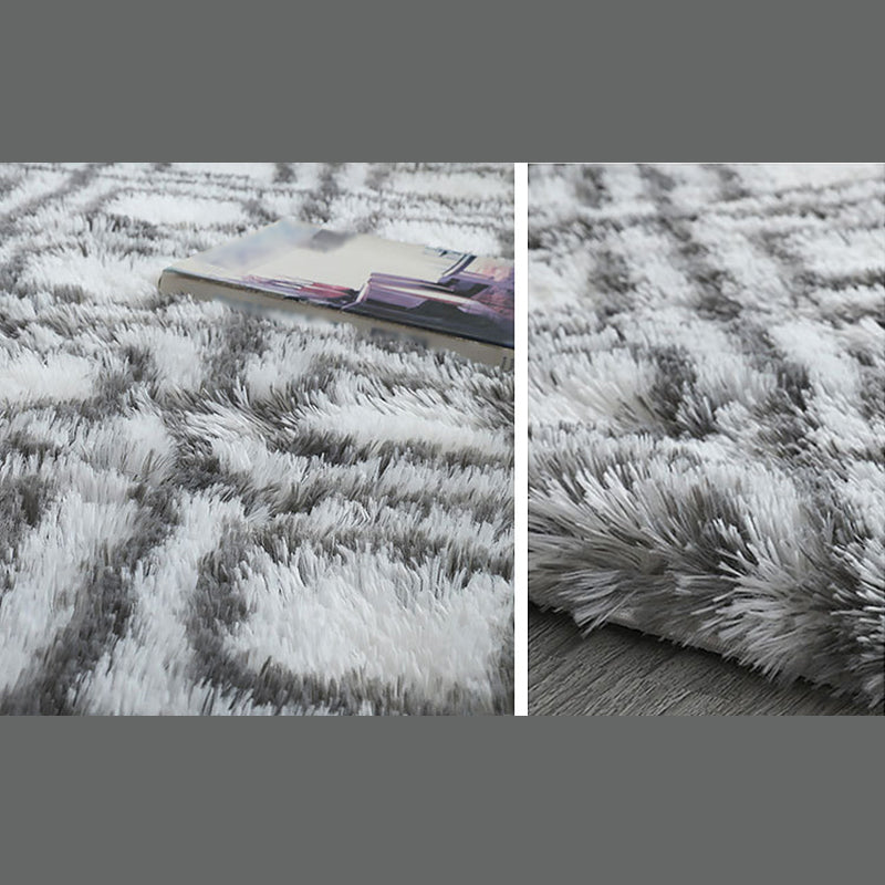 White Tone Simple Area Carpet Polyester Geometric Print Indoor Rug Anti-Slip Backing Carpet for Living Room