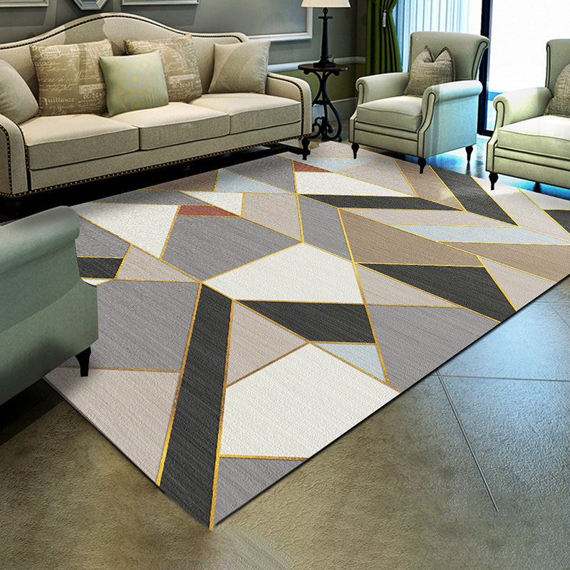 Mehrfarbiger Geometrie-Design-Teppich, moderner, dekorativer rechteckiger Teppich, Polyester-Teppich mit rutschfester Rückseite für das Wohnzimmer