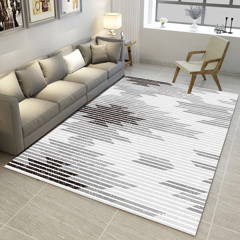 Mehrfarbiger Geometrie-Design-Teppich, moderner, dekorativer rechteckiger Teppich, Polyester-Teppich mit rutschfester Rückseite für das Wohnzimmer