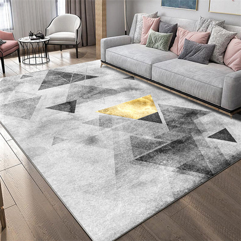 Luxury Geometry Design Area Rug Contemporary Comfort Polyester Rug Stain Resistant Washable Carpet for Living Room
