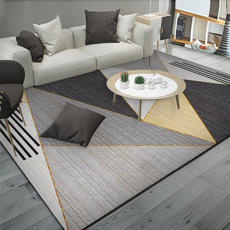 Luxury Geometry Design Area Rug Contemporary Comfort Polyester Rug Stain Resistant Washable Carpet for Living Room
