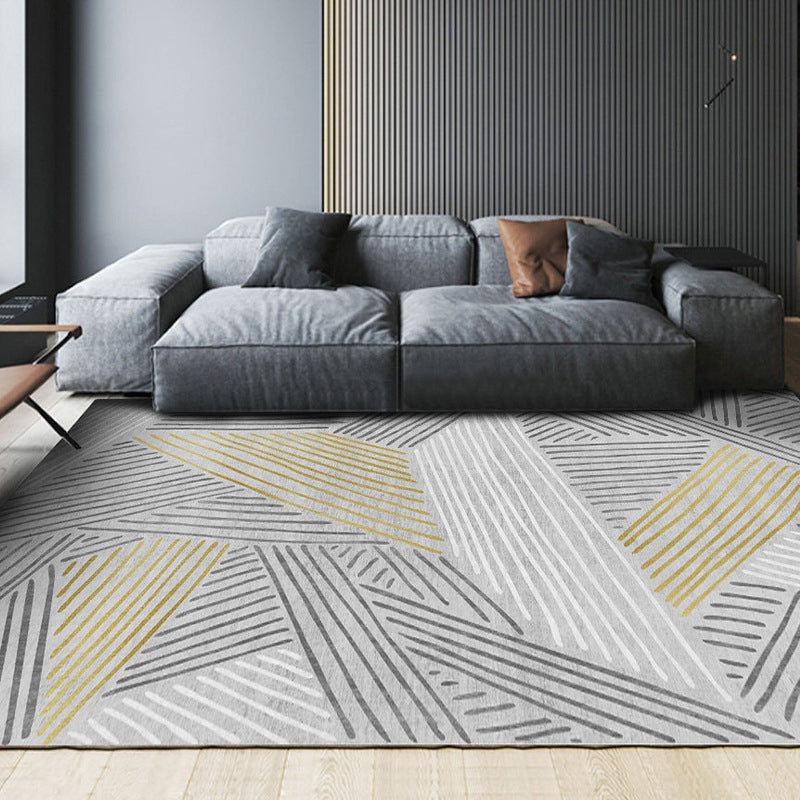 Luxury Geometry Design Area Rug Contemporary Comfort Polyester Rug Stain Resistant Washable Carpet for Living Room