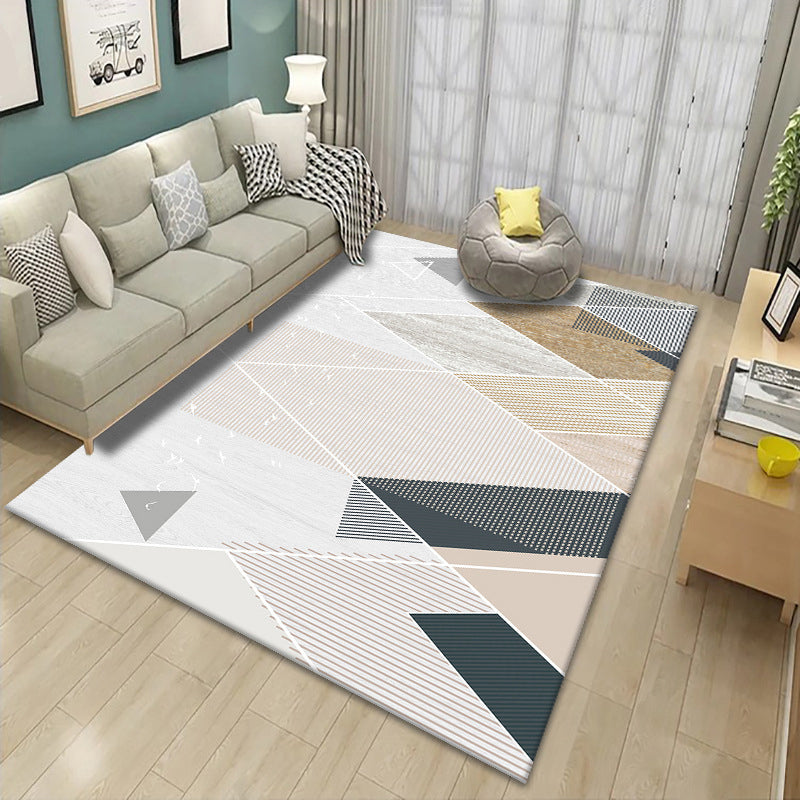 Creative Asymmetric Pattern Indoor Rug Modern Trendy Polyester Rug Easy Care Non-Slip Backing Area Carpet for Living Room