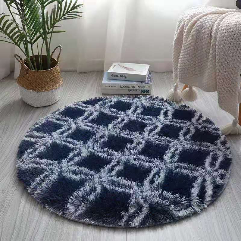 Round White Tone Modern Area Rug Polyester Shape Printing Rug Anti-Slip Backing Indoor Rug for Home Decor