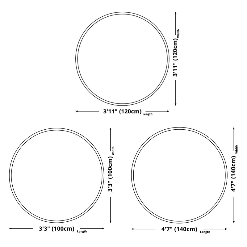 Round White Tone Modern Area Rug Polyester Shape Printing Rug Anti-Slip Backing Indoor Rug for Home Decor