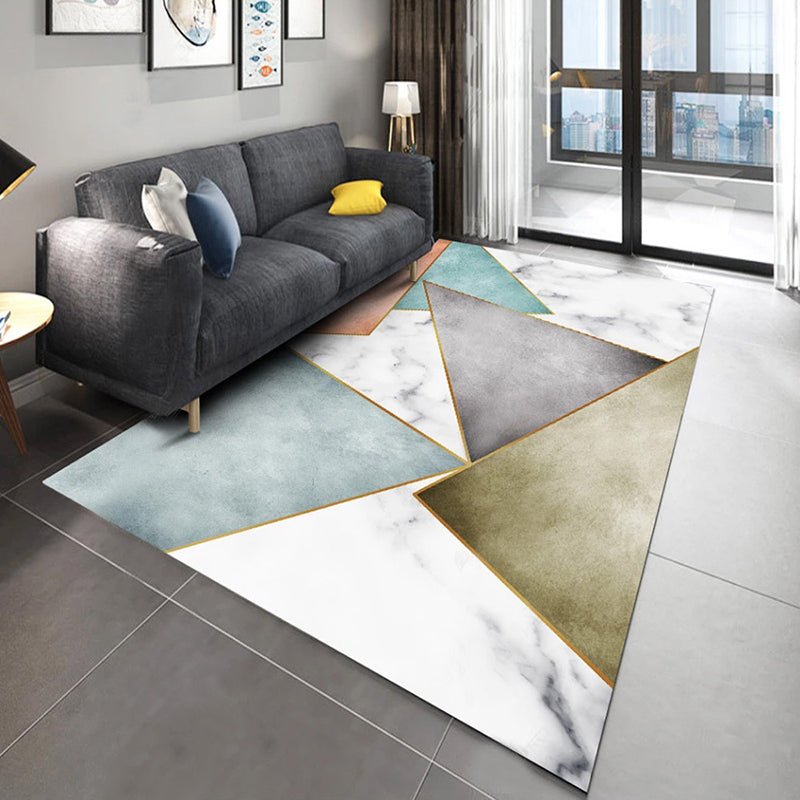 Funky Triangle Design Indoor-Teppich, mehrfarbig, moderner rechteckiger Teppich, Polyester-Teppich mit rutschfester Rückseite für die Inneneinrichtung