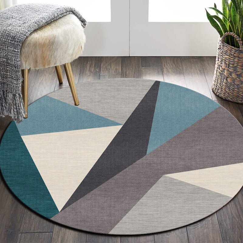 Individuality Modern Indoor Rug Creative Geometry Printed Carpet Round Polyester Washable Rug for Home Decoration