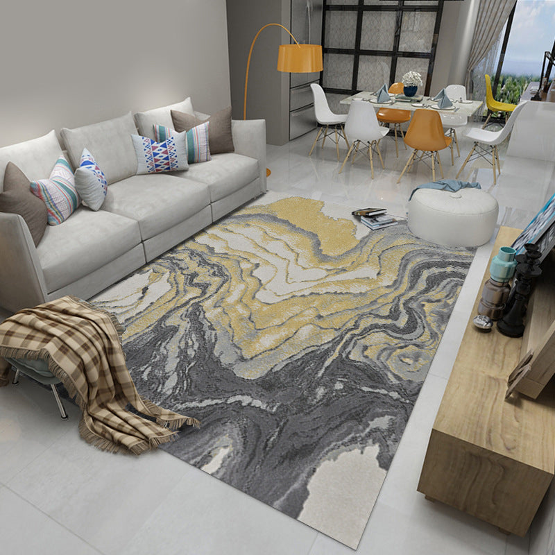 Modern Abstract Ink Painting Rug Individuality Trendy Polyester Carpet Anti-Slip Backing Carpet for Home Decoration