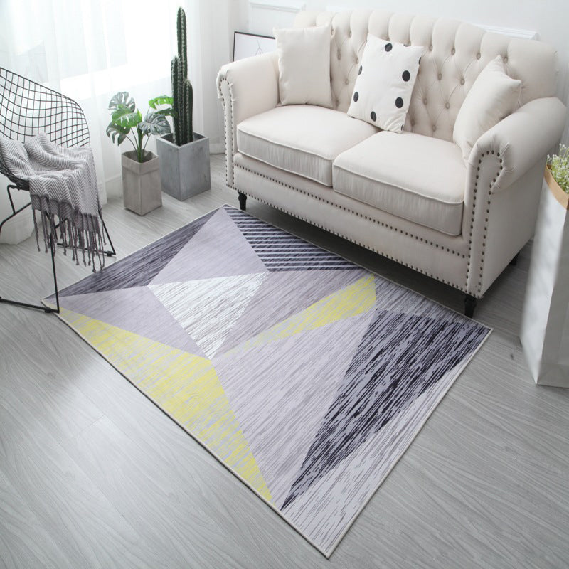 Minimalist Geometry Pattern Rug Trendy Contemporary Polyester Carpet Rectangle Non-Slip Backing Rug for Living Room
