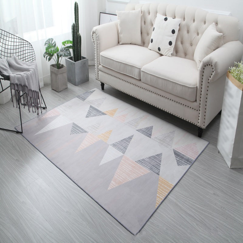 Minimalist Geometry Pattern Rug Trendy Contemporary Polyester Carpet Rectangle Non-Slip Backing Rug for Living Room