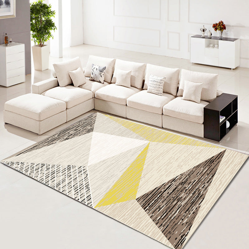 Mehrfarbiger kreativer moderner Teppich mit asymmetrischem Geometrie-Design, Teppich aus Polyester mit rutschfester Rückseite für die Inneneinrichtung