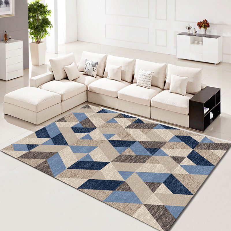 Mehrfarbiger kreativer moderner Teppich mit asymmetrischem Geometrie-Design, Teppich aus Polyester mit rutschfester Rückseite für die Inneneinrichtung