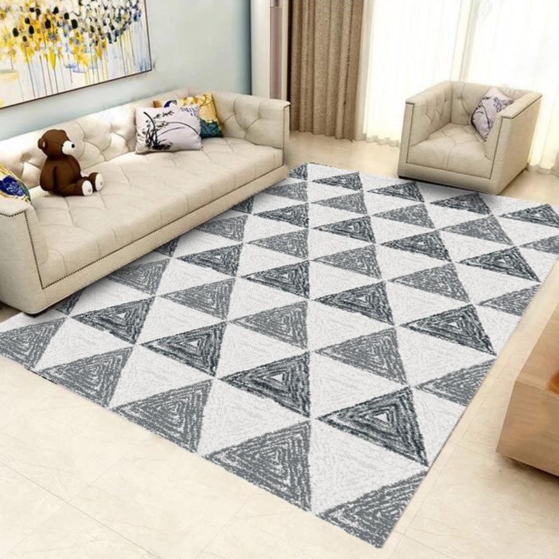 Fresh Simplicity Rectangle Area Rug Modern Triangle Printed Indoor Rug Polyester Stain Resistant Carpet for Home Decoration