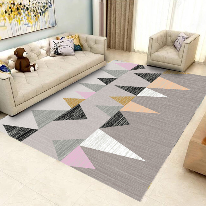 Fresh Simplicity Rectangle Area Rug Modern Triangle Printed Indoor Rug Polyester Stain Resistant Carpet for Home Decoration