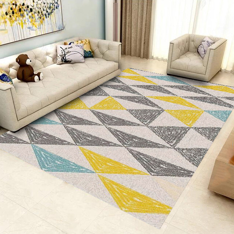 Fresh Simplicity Rectangle Area Rug Modern Triangle Printed Indoor Rug Polyester Stain Resistant Carpet for Home Decoration