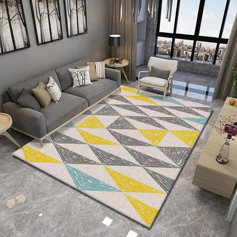 Simplicity Triangle Pattern Area Rug Colorful Contemporary Polyester Carpet Friendly Washable Area Carpet for Living Room