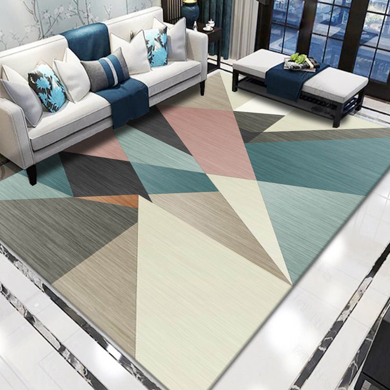 Simplicity Triangle Pattern Area Rug Colorful Contemporary Polyester Carpet Friendly Washable Area Carpet for Living Room
