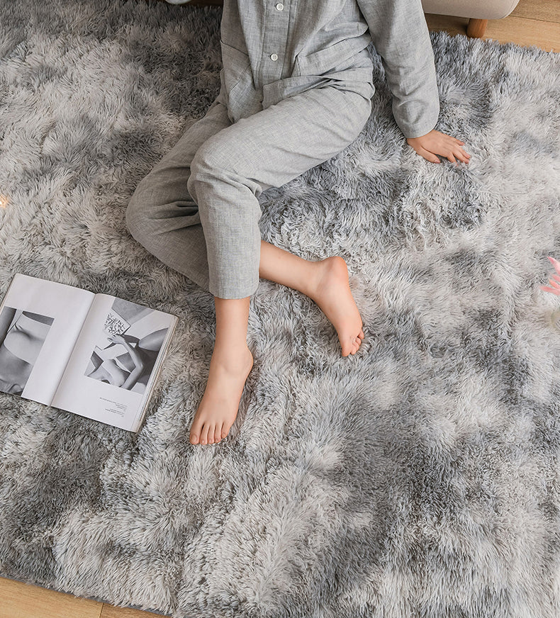 Multicolor Simplicity Area Rug Polyester Tie-Dye Effect Rug Non-Slip Backing Indoor Rug for Living Room