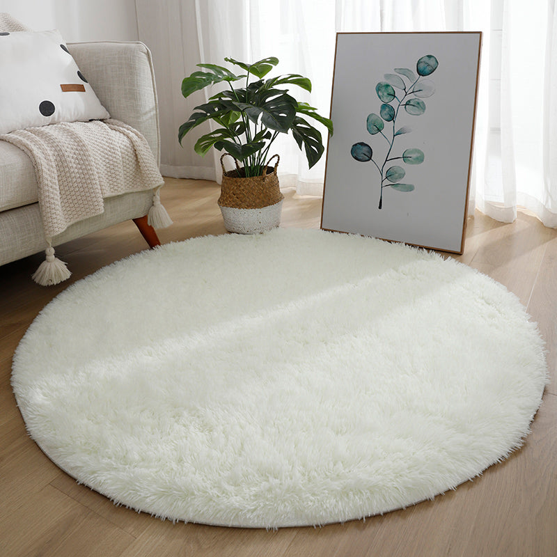 Round Dark Color Solid Rug Polyester eigentijdse anti-slip achterste binnenvleed tapijt voor woonkamer