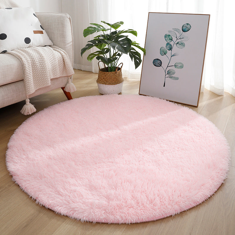 Round Dark Color Solid Rug Polyester eigentijdse anti-slip achterste binnenvleed tapijt voor woonkamer