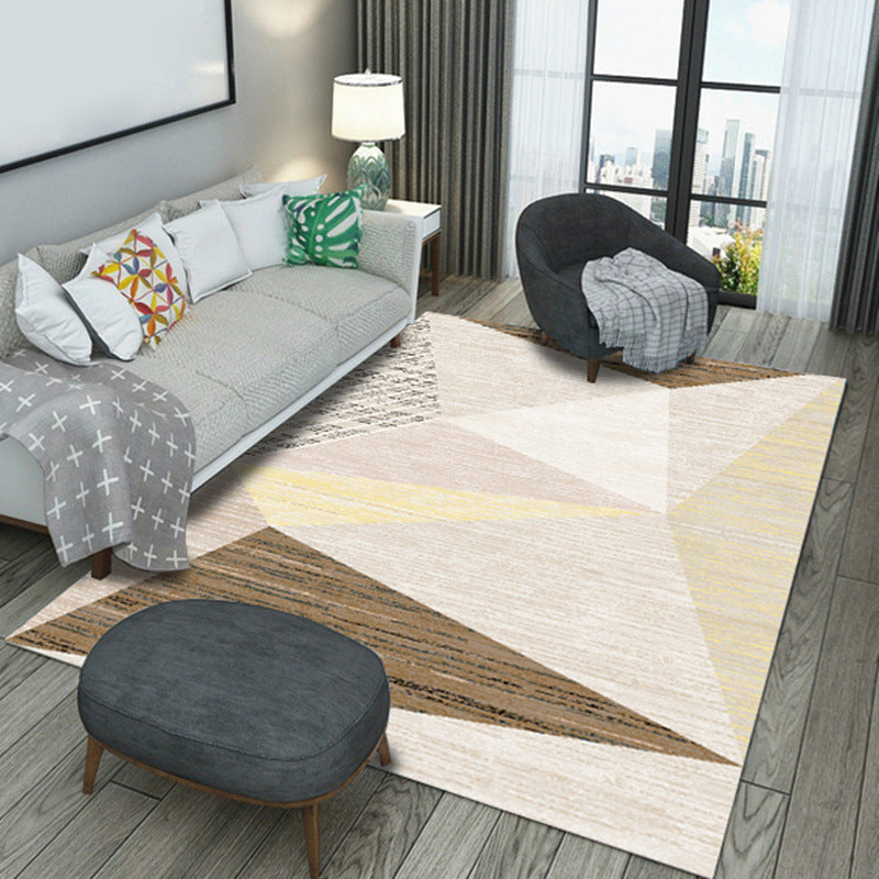 Aesthetic Simplicity Contemporary Rug Trendy Geometric Pattern Rug Polyester Friendly Washable Carpet for Living Room