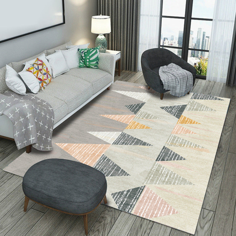 Aesthetic Simplicity Contemporary Rug Trendy Geometric Pattern Rug Polyester Friendly Washable Carpet for Living Room