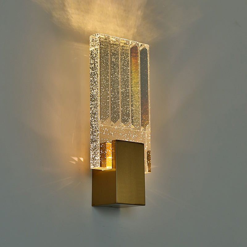 Bobble Crystal Rectangular LED SCONCE Postmodern Brass Wall Lighting per camera da letto