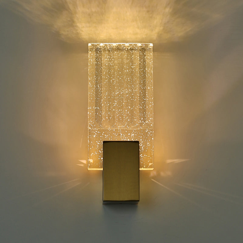 Bobble Crystal Rectangular LED SCONCE Postmodern Brass Wall Lighting per camera da letto