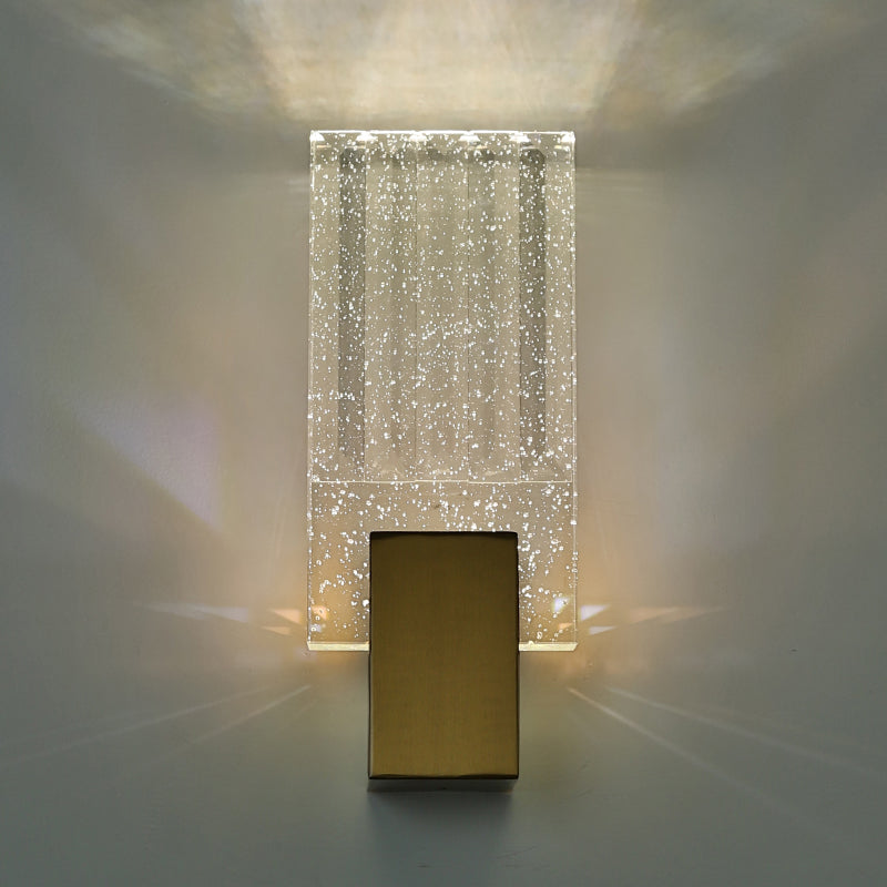 Bobble Crystal Rectangular LED SCONCE Postmodern Brass Wall Lighting per camera da letto
