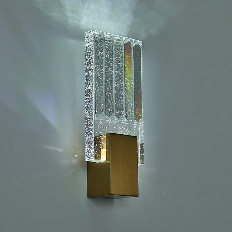 Bobble Crystal Rectangular LED SCONCE Postmodern Brass Wall Lighting per camera da letto