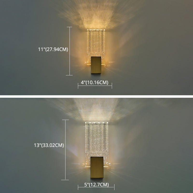 Bobble Crystal Rectangular LED SCONCE Postmodern Brass Wall Lighting per camera da letto