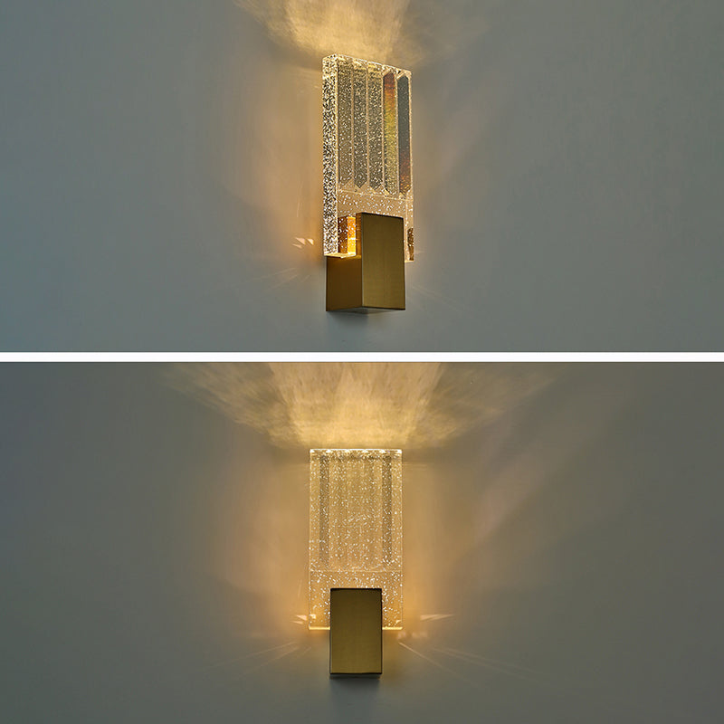 Bobble Crystal Rectangular LED SCONCE Postmodern Brass Wall Lighting per camera da letto
