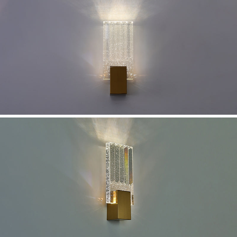 Bobble Crystal Rectangular LED SCONCE Postmodern Brass Wall Lighting per camera da letto