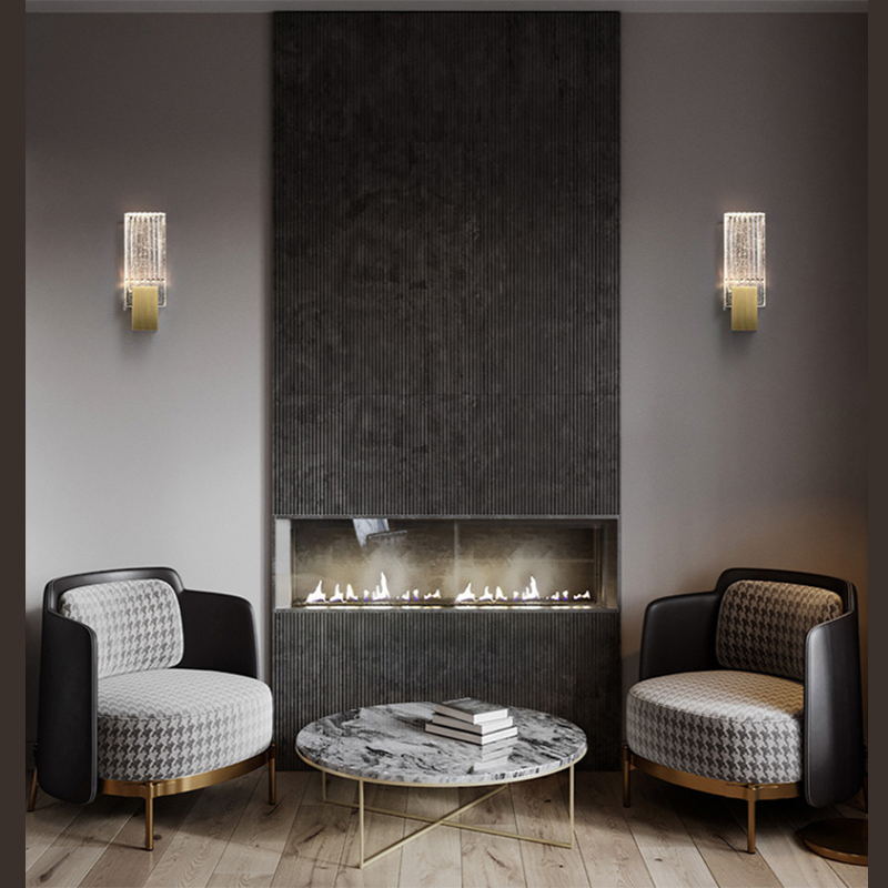 Bobble Crystal Rectangular LED SCONCE Postmodern Brass Wall Lighting per camera da letto