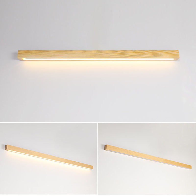 Linear Wooden Flush Mount Wall Lamp Nordic LED Wall Light Fixture for Living Room