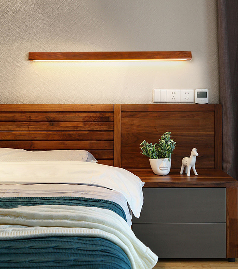 Linear Wooden Flush Mount Wall Lamp Nordic LED Wall Light Fixture for Living Room